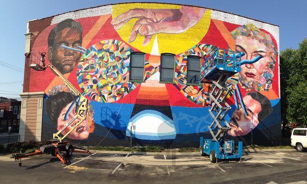 A mural by the artist Ever is appeared on the wall of a building in the city of Richmond, Virginia.