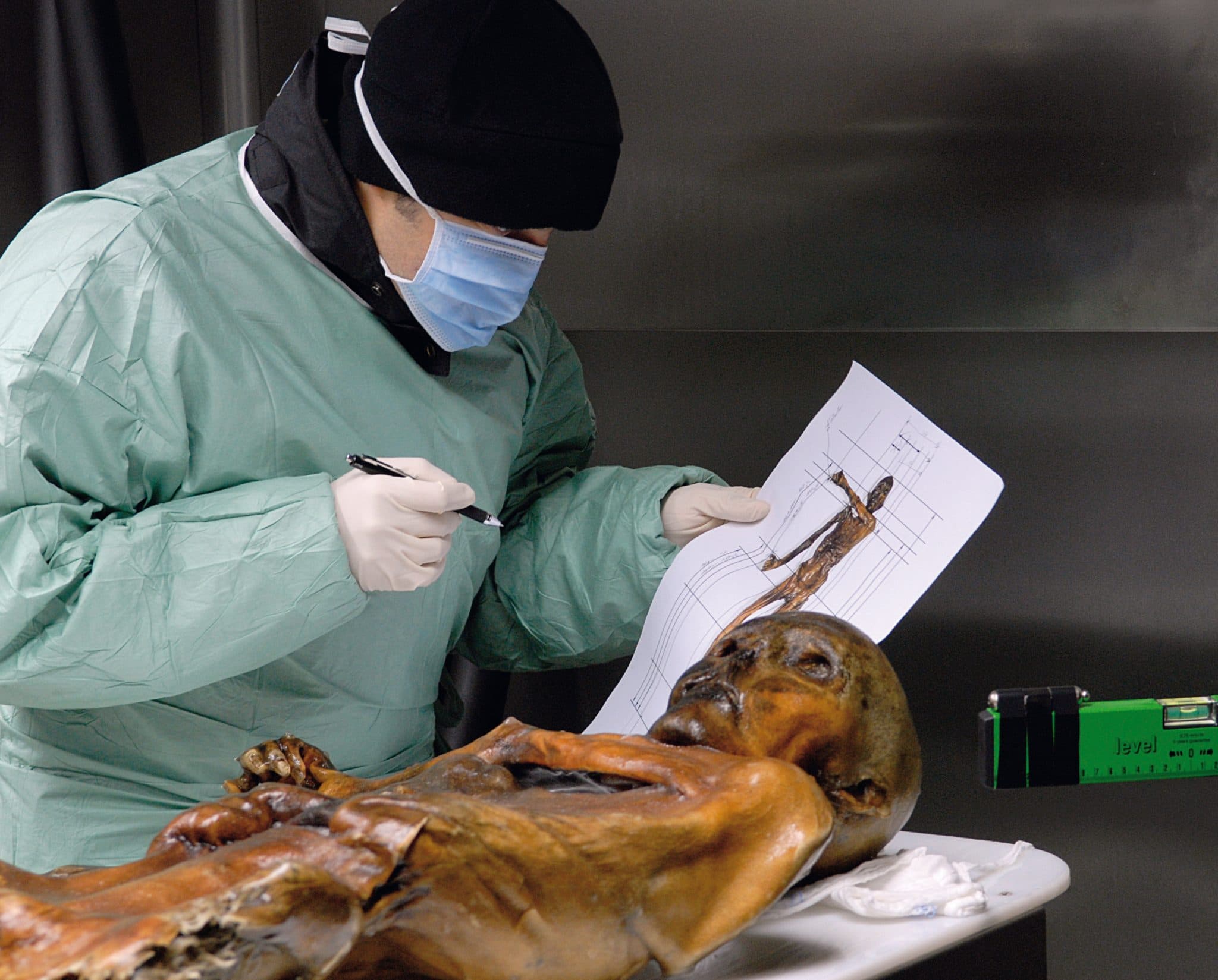 Scientific examination of the frozen mummy.