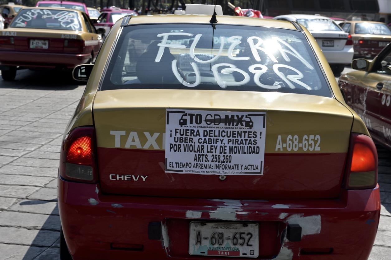 Mexico taxi Uber protest