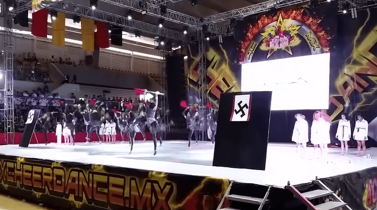 Mexico cheerleading Nazi dance
