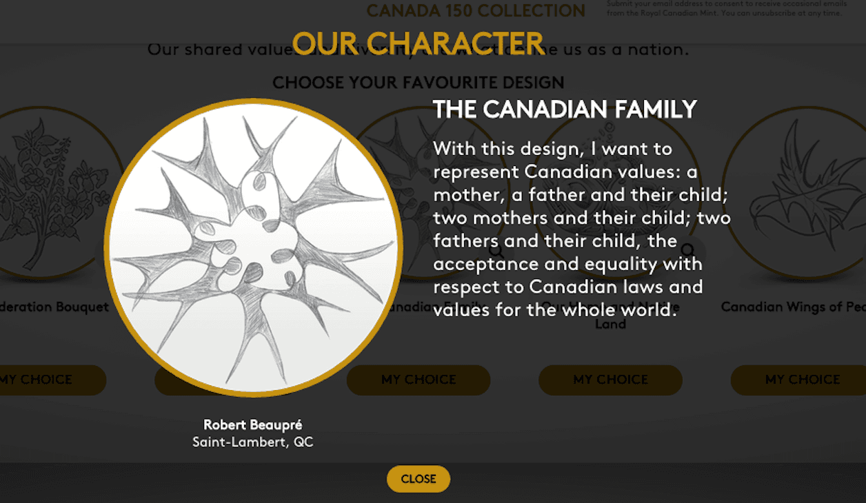 Canada commemorative coin design with same-sex parents