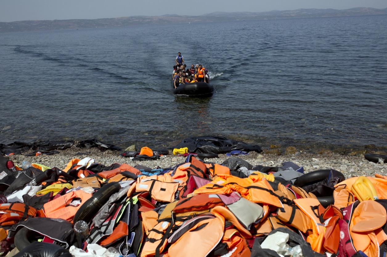 Refugees reach Lesbos, Greece