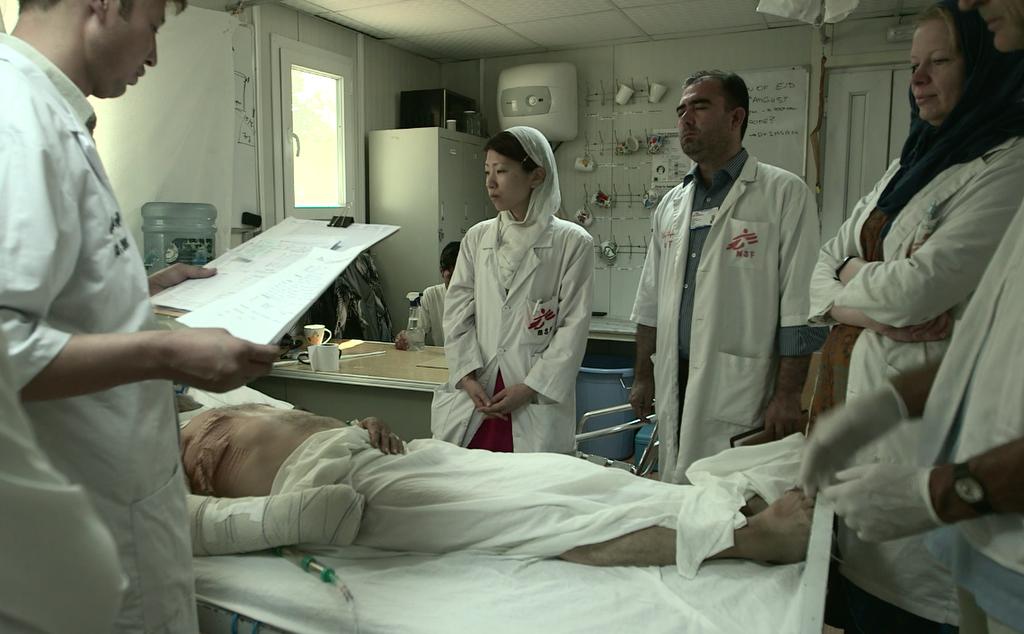This screengrab taken from a video provided by Doctors Without Borders shows MSF medical staff treating a patient at the aid agency's hospital in Kunduz, Afghanistan.