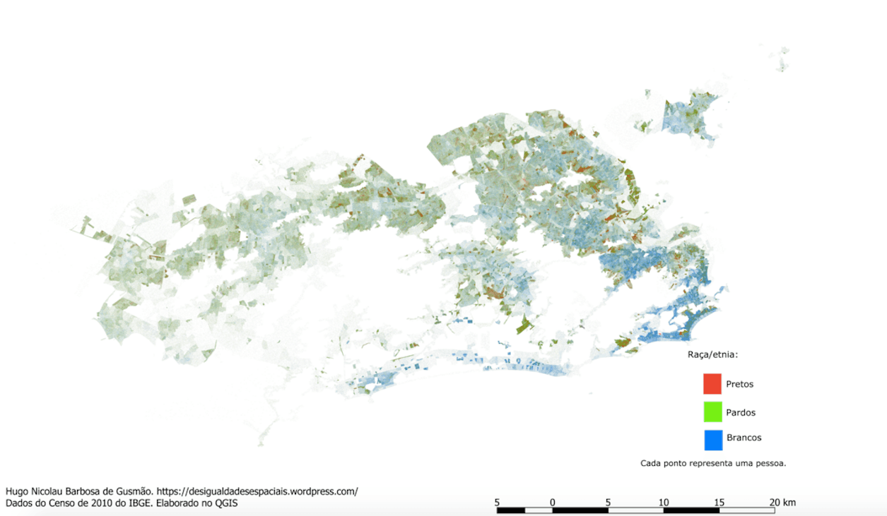 Racial map of Rio, Brazil