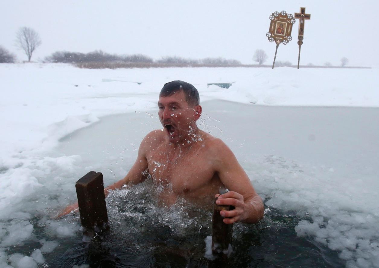Russian epiphany icy swim