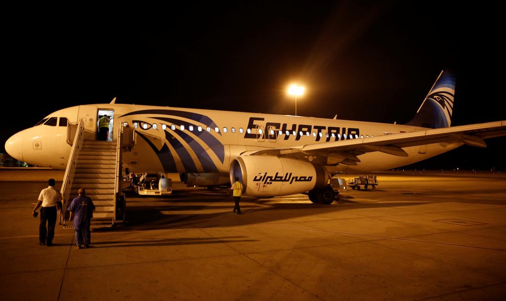 Airport security check an EgyptAir plane after it arrived from Cairo to Luxor International Airport, Egypt, on May 19, 2016. 