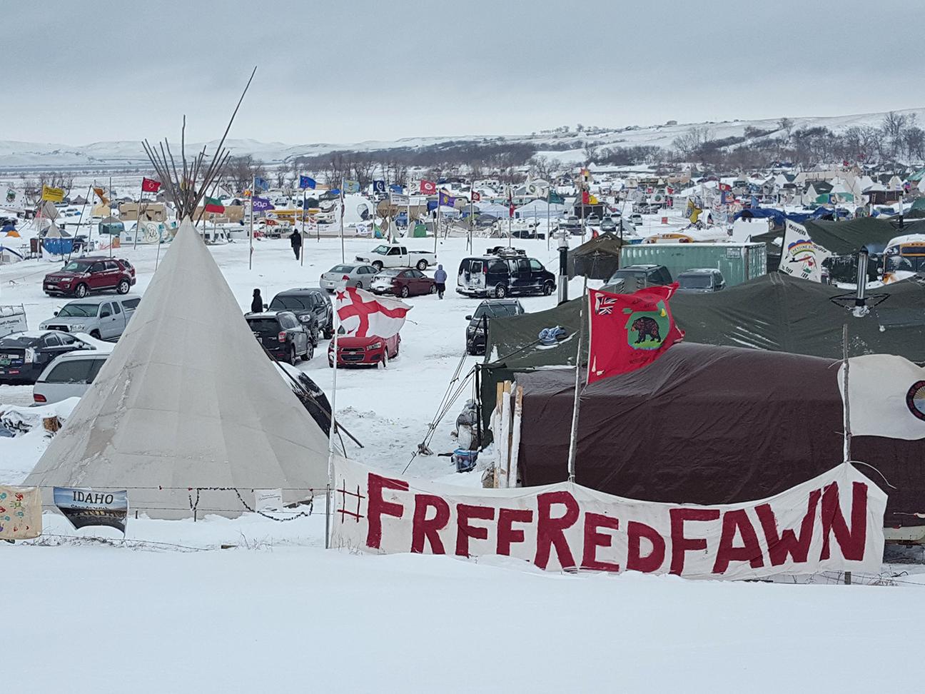 Standing Rock Camp and the surrounding area was pummelled by a massive blizzard on Monday. 
