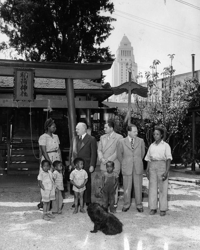 The mayor poses in Little Tokyo/Bronzeville in 1944.