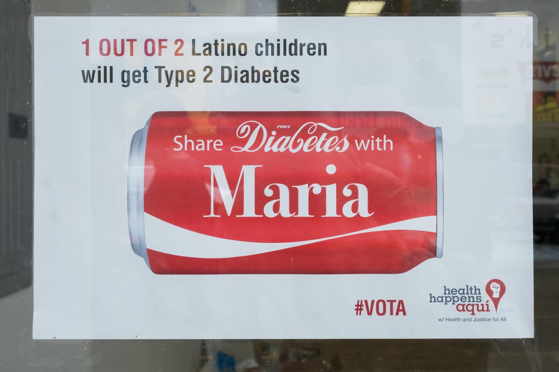 An ad from the pro-soda tax campaign in three Bay Area cities. Public health researchers say Berkeley's 2015 soda tax has reduced consumption of sugary drinks by 21 percent.