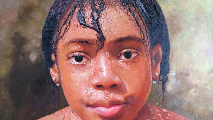 Girl drenched in water