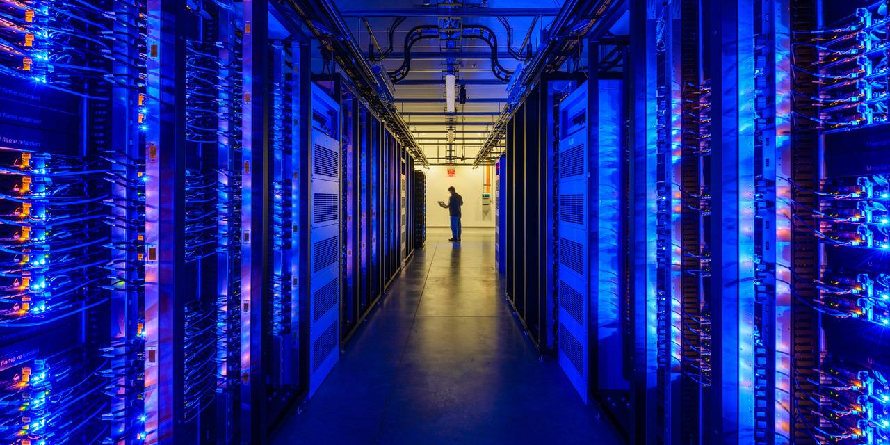 The interior of Facebook's data center in Prineville, Oregon.
