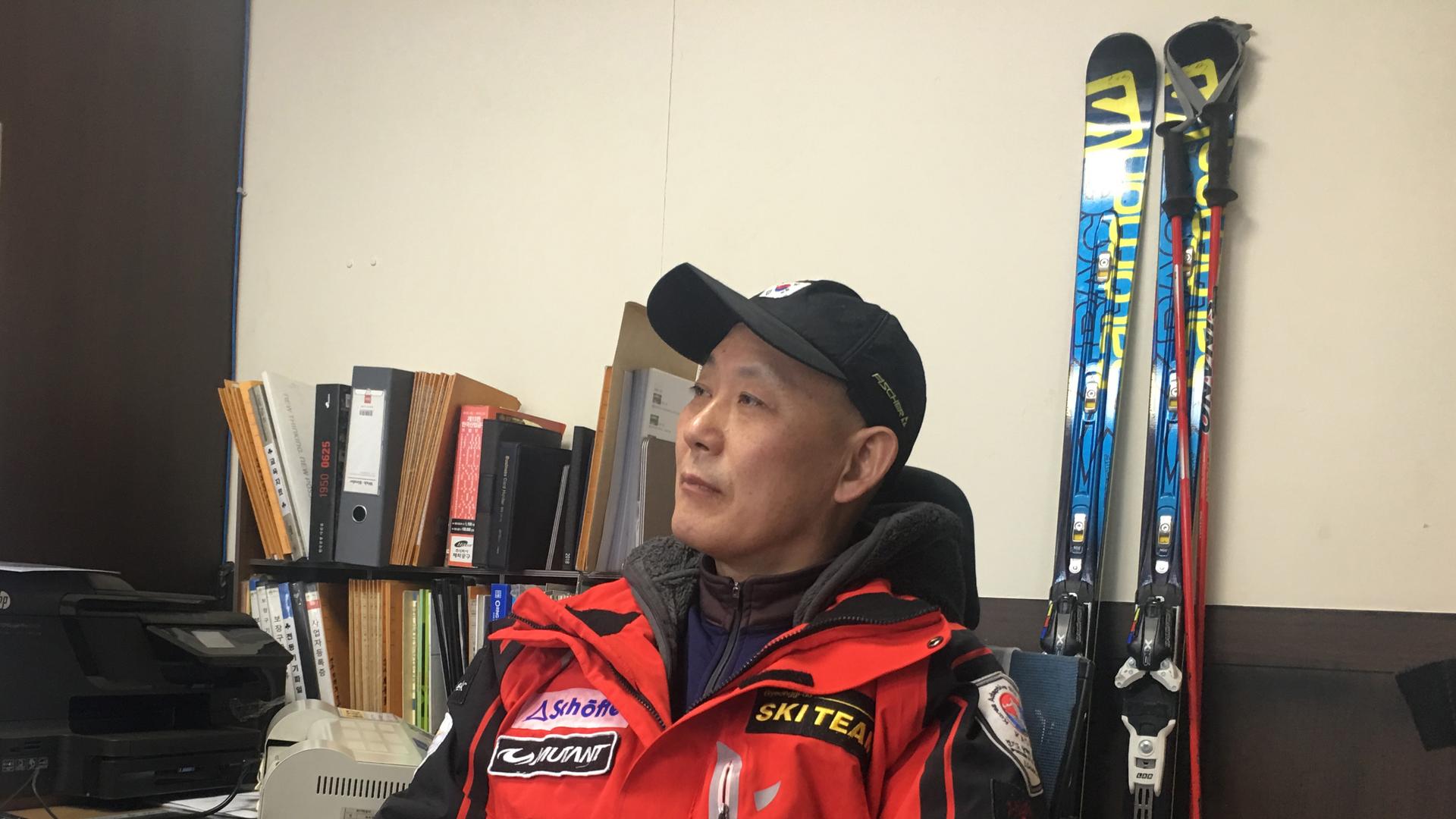 Yoo In-sik in his repair shop in Seoul. Yoo was one of South Korea's first Winter Paralympians.