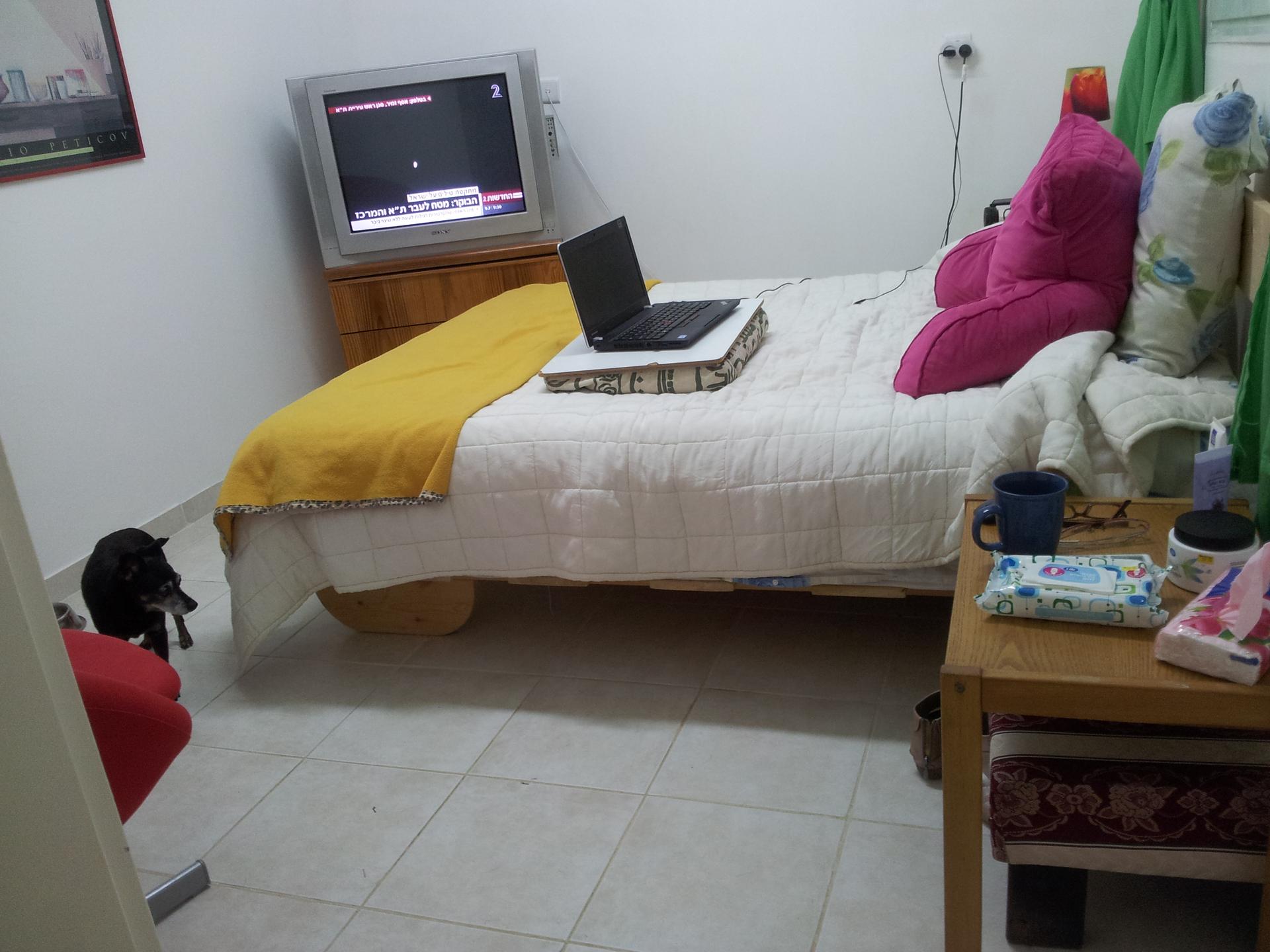 Adele Raemer's safe room in her home on a kibbutz in Nirim on Israel's border with Gaza.  