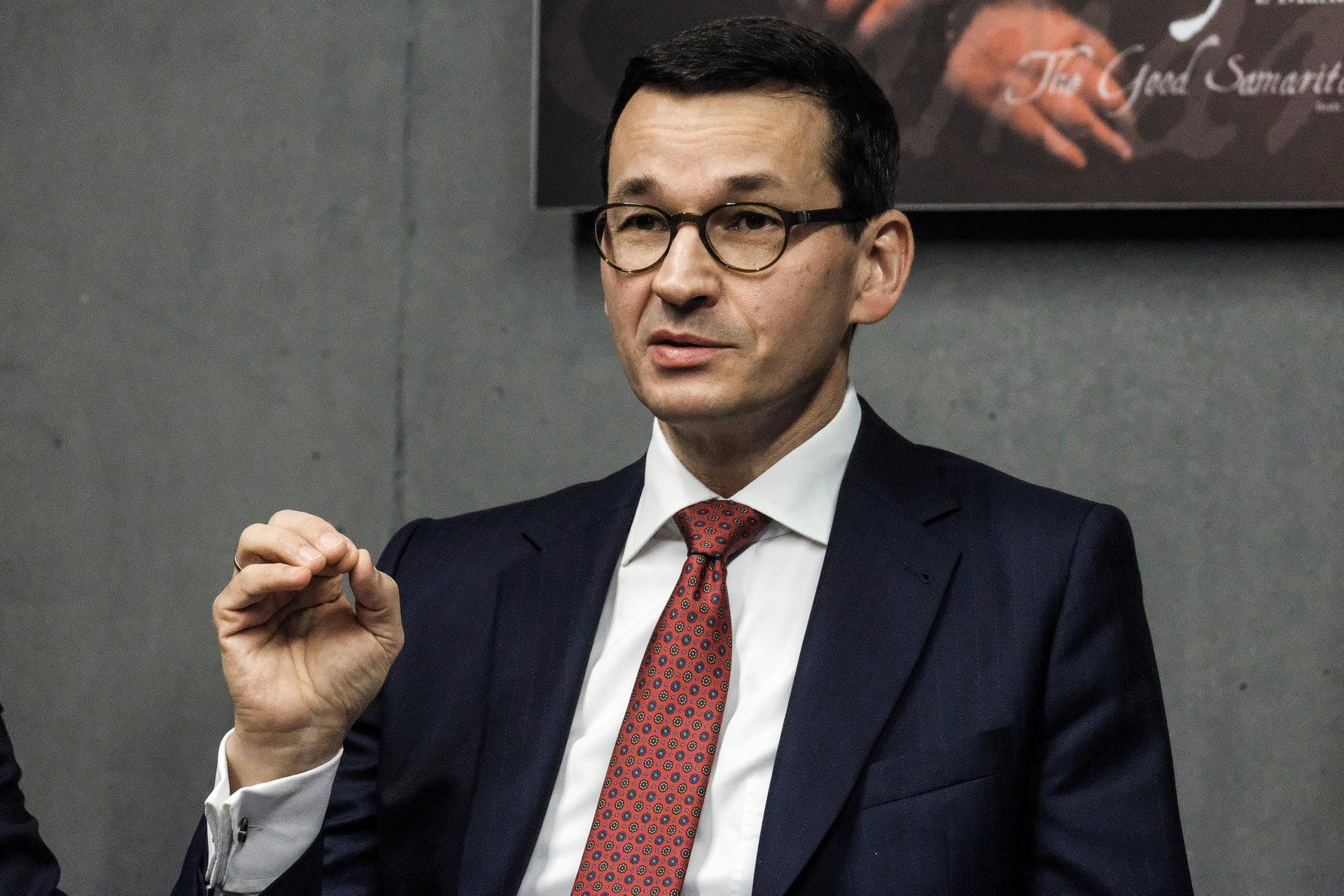 Poland's Prime Minister Mateusz Morawiecki visits the Ulma Family Museum of Poles Who Saved Jews during World War II in Markowa, Poland, February 2, 2018.