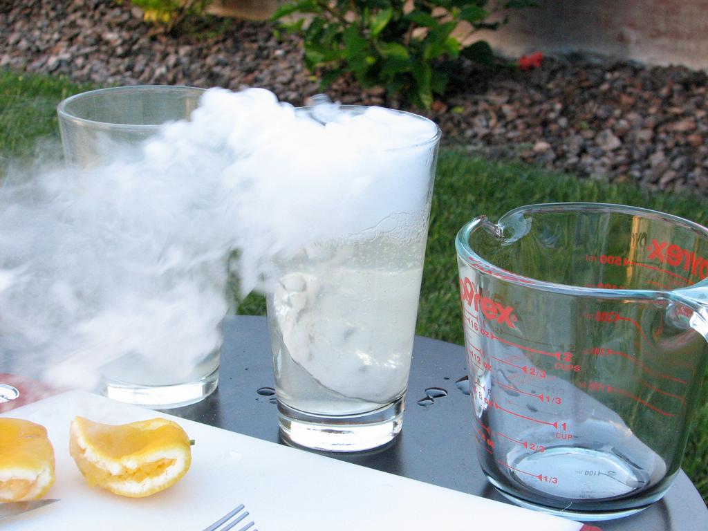A refreshing glass of dry ice lemonade.
