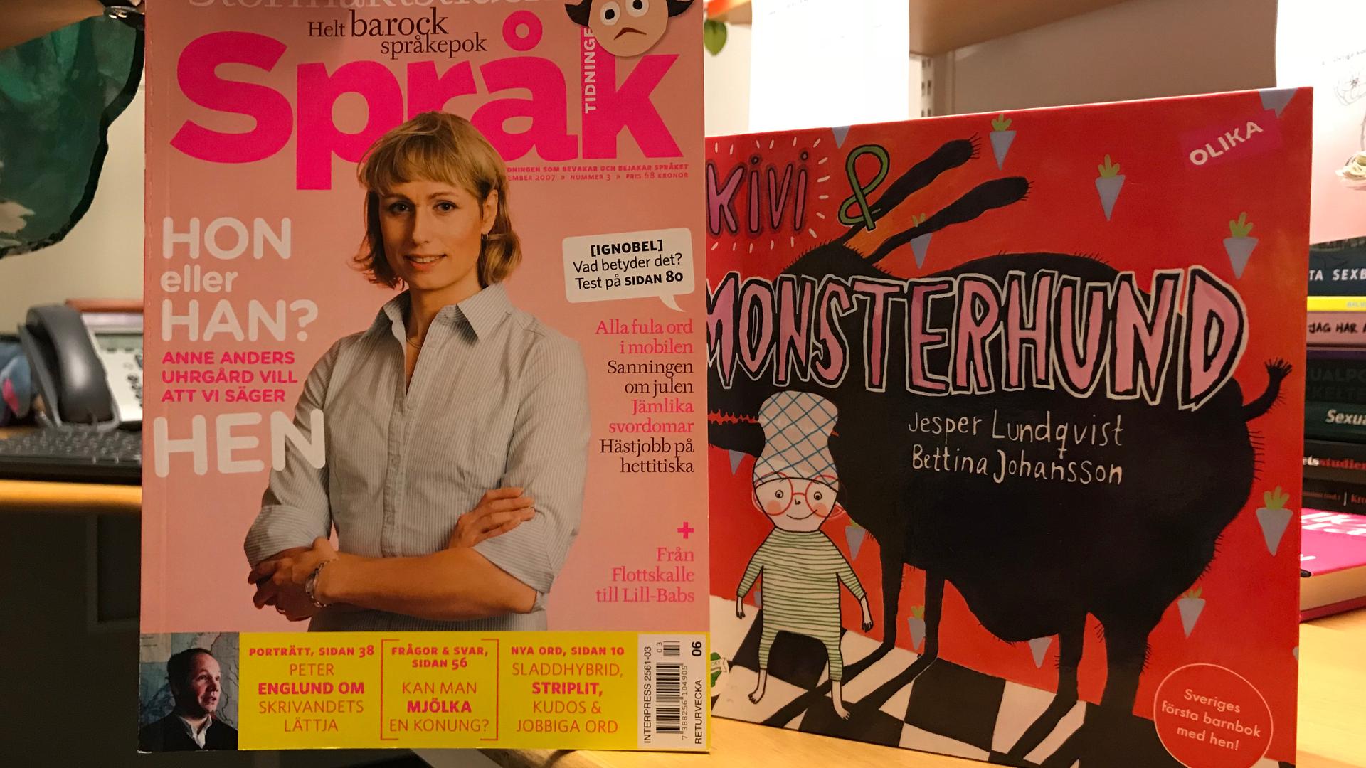 In 2007 Språk Magazine published an article about "hen" that raised the profile of the word. In 2012, the children's book, "Kivi & Monsterhund" was published sparking a nationwide debate about "hen"
