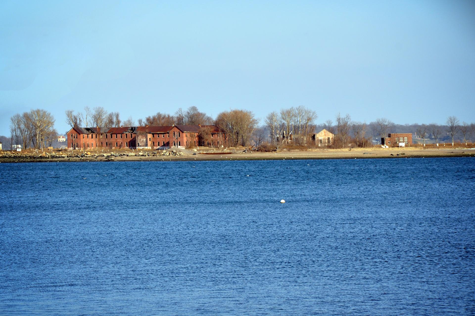 Hart Island as seen from City Island in New York borough of the Bronx in 2009.