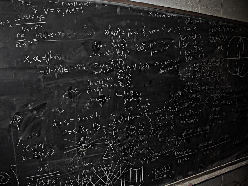 Blackboard with mathematical formulae