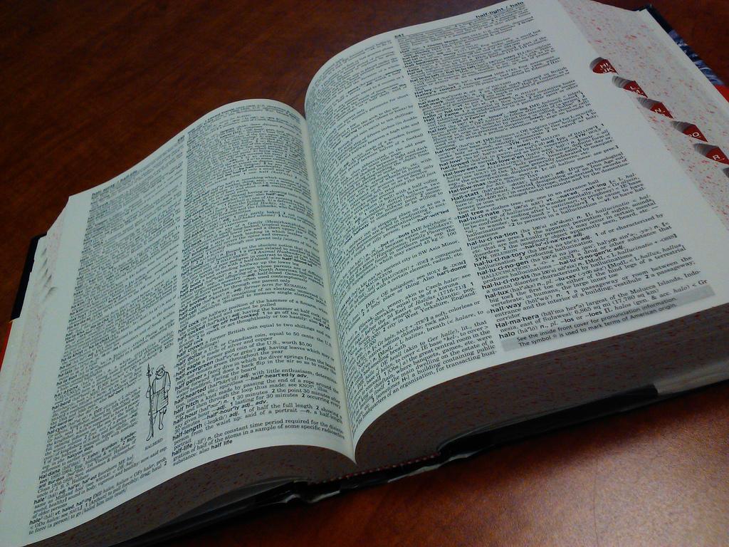 A copy of the Merriam-Webster English dictionary.