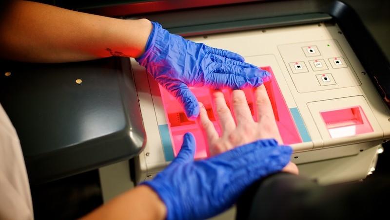 A fingerprint reader in action