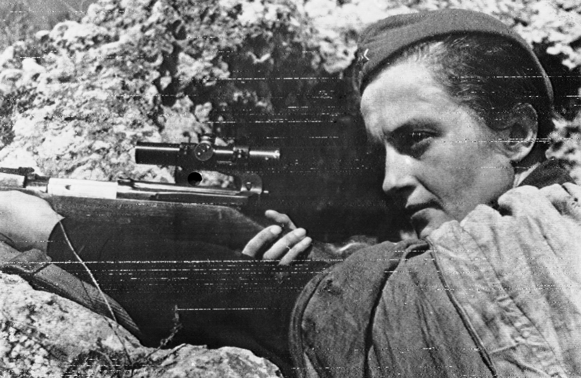 This Russian woman sniper, Lyudmila Pavlichenko, who has killed by her accurate shooting the magnificent total of 300 Germans before Sevastopol.