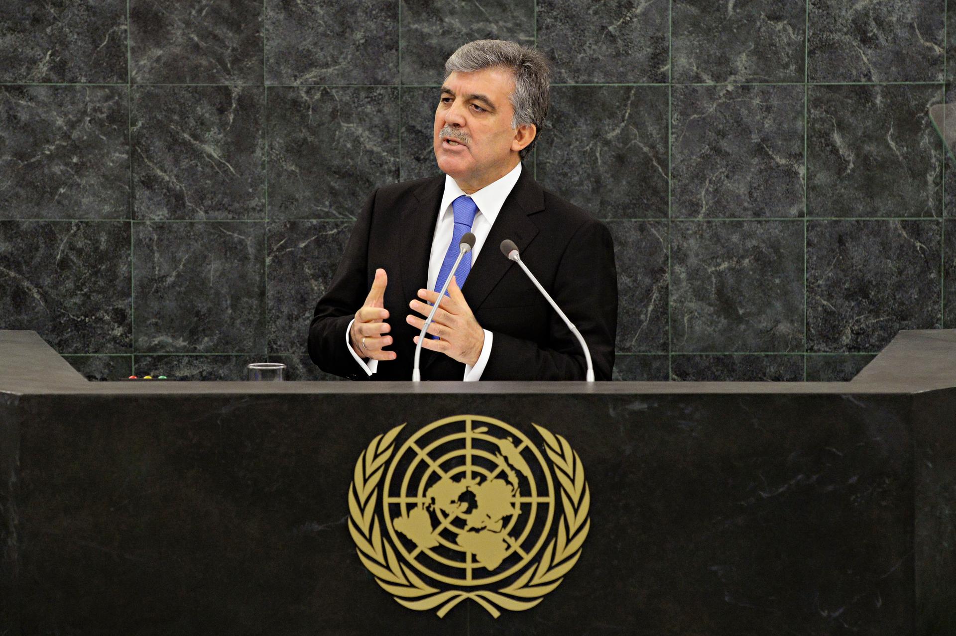 Turkish President Abdullah Gul addresses the 68th United Nations General Assembly in New York.