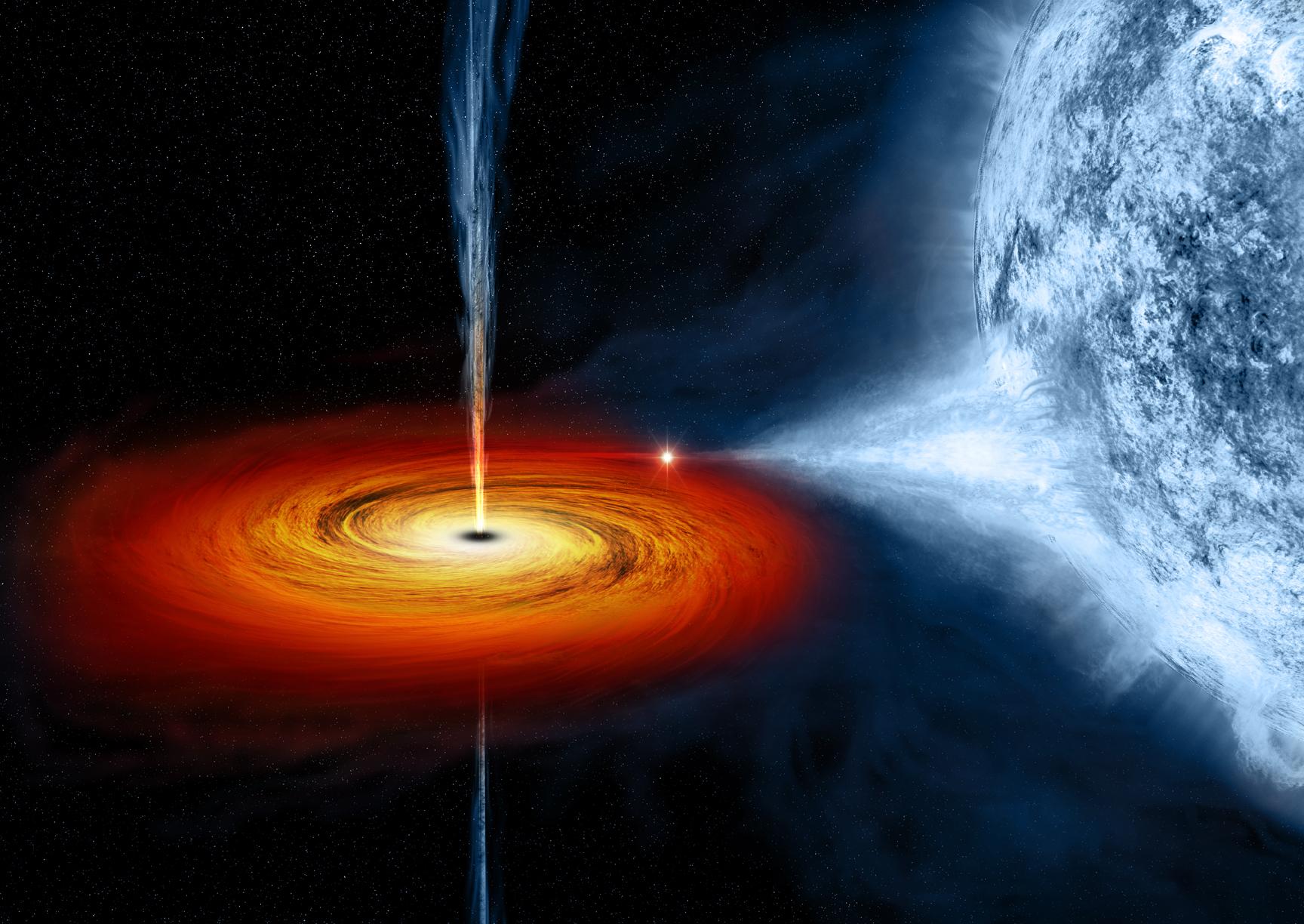 Artist's drawing of a black hole named Cygnus X-1
