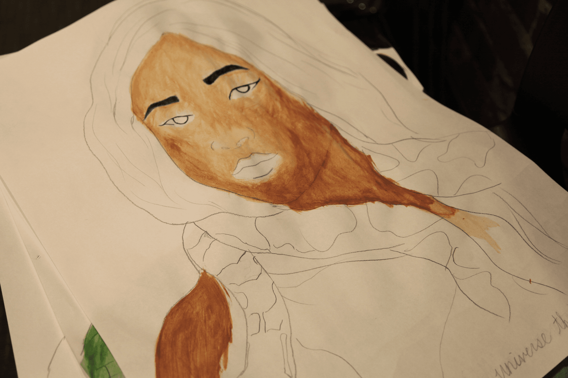 An unfinished painting of a woman