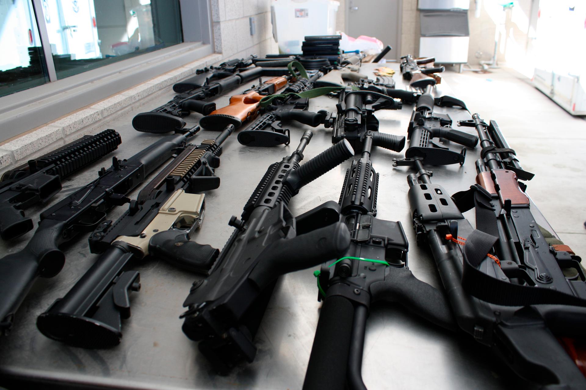 A cache of weapons seized from a vehicle from an outbound (southbound) examination at Del Rio International Bridge as seen in this U.S. Customs and Border Protection (CBP) handout photograph taken February 1, 2011. U.S. customs agents in Texas seized 14 h