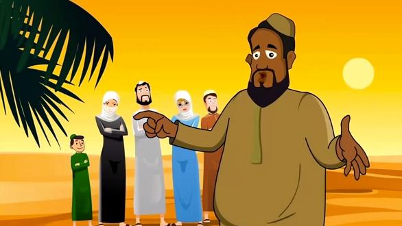 A screen shot from an "Average Mohamed" animated cartoon directed at 8- to 16-year-olds that debunks ISIS recruitment messages.