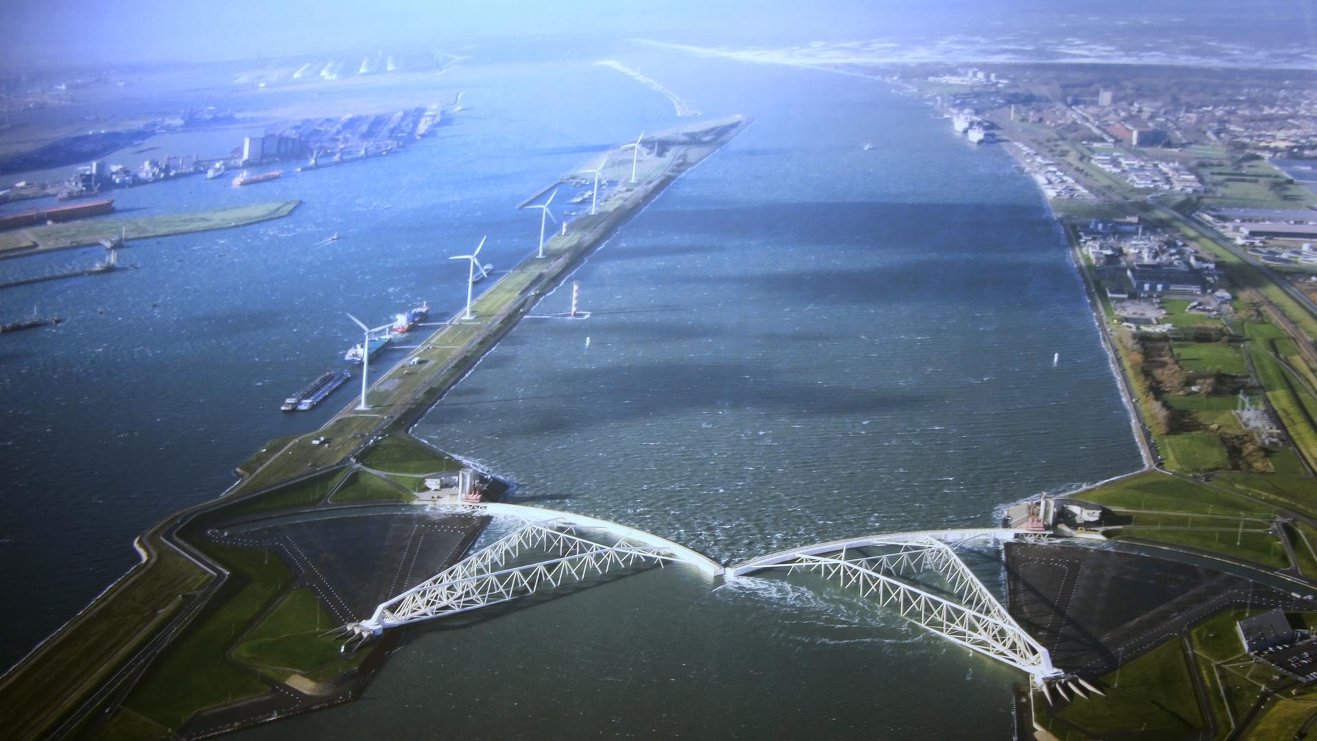 The biggest mobile barrier in the world, the Maeslant storm surge barrier was built to protect the Dutch city of Rotterdam from a one-in-10,000-year storm. It's part of the massive investment the Dutch are making to protect themselves in a new era of risi