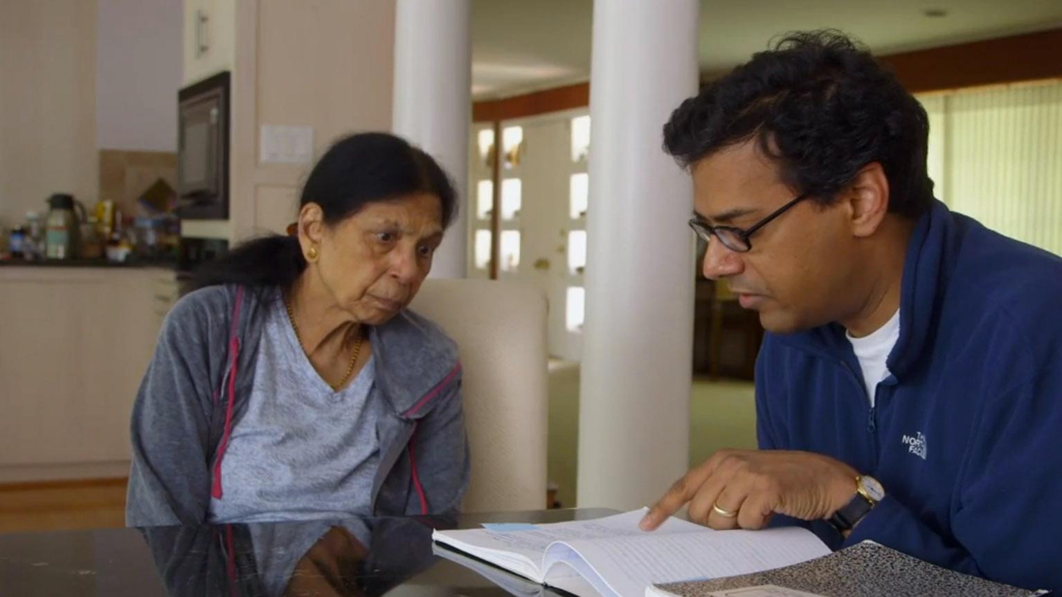 Atul Gawande and his mother Sushila in the Frontline documentary 