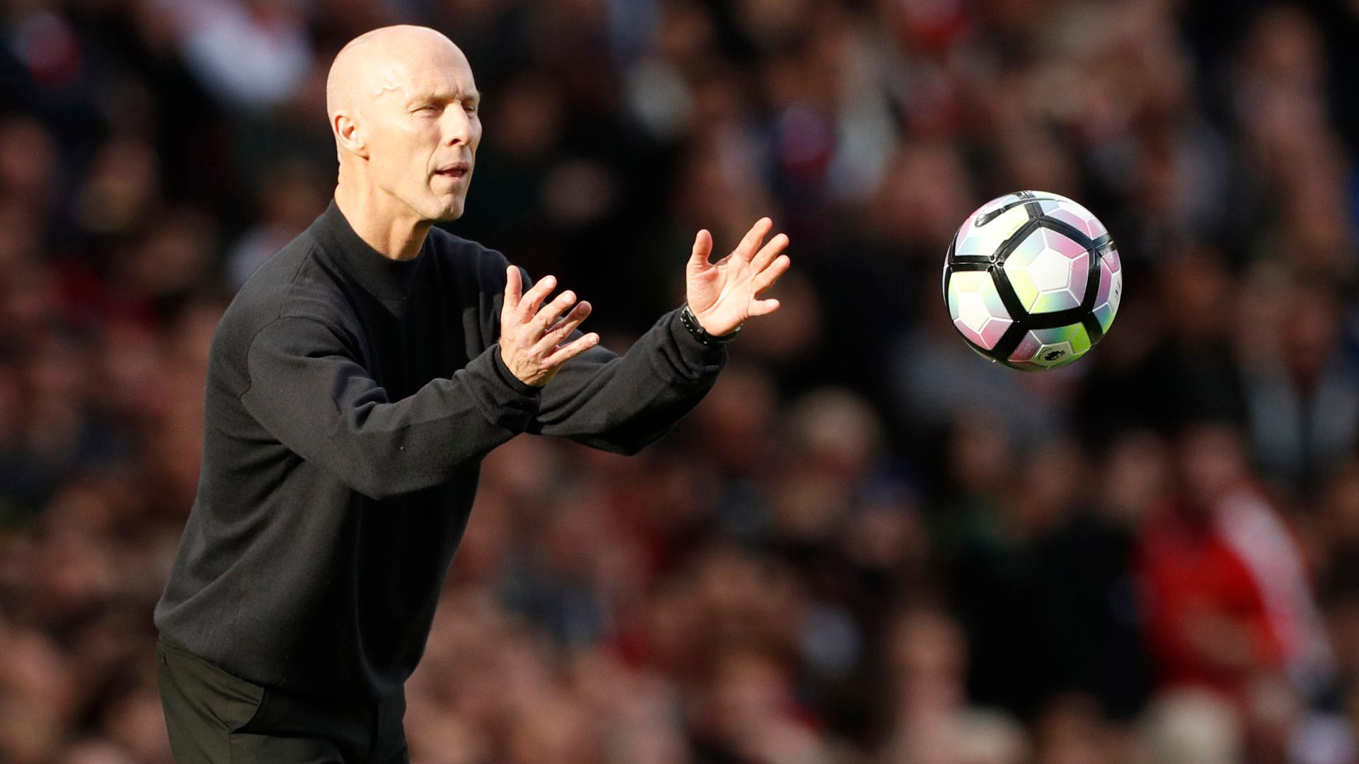 Bob Bradley during his first game as a Premier League manager, Arsenal v Swansea City, Emirates Stadium in London. October 15, 2016.