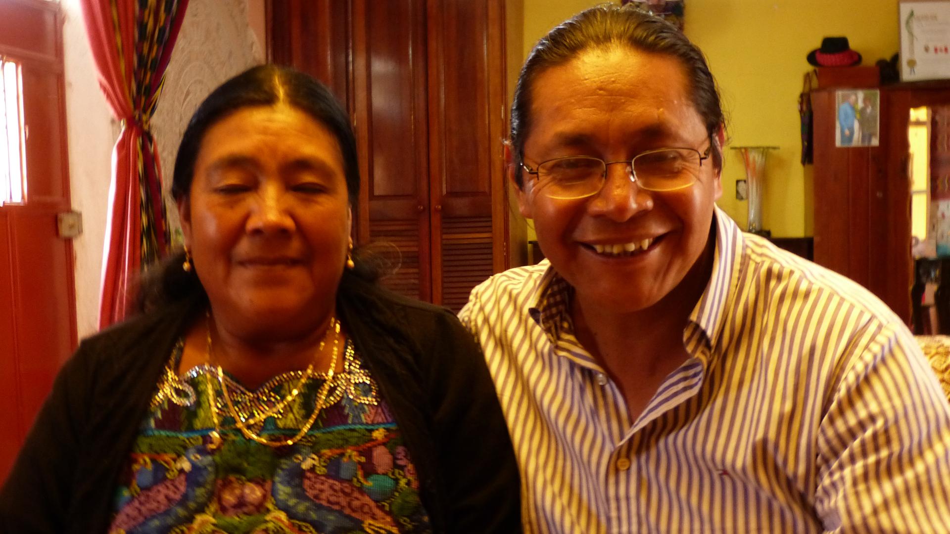 Julio Cochoy persuaded Doña Margarita Aju Barreno (l) and other victims of Guatemala's civil war to collect their stories in book by telling them about Anne Frank.