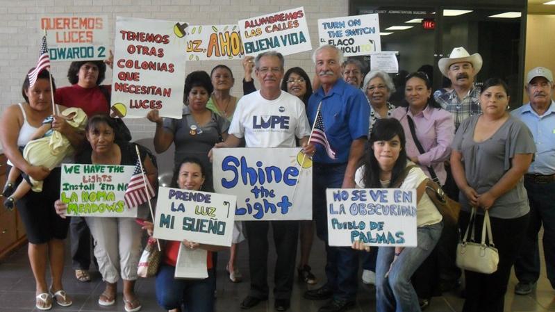 Members of a Right to Light campaign in Hidalgo County, Texas, where many of the colonias along the border lack street lights.