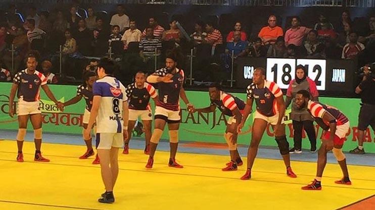 Team USA on the kabaddi mat at the World Cup in October