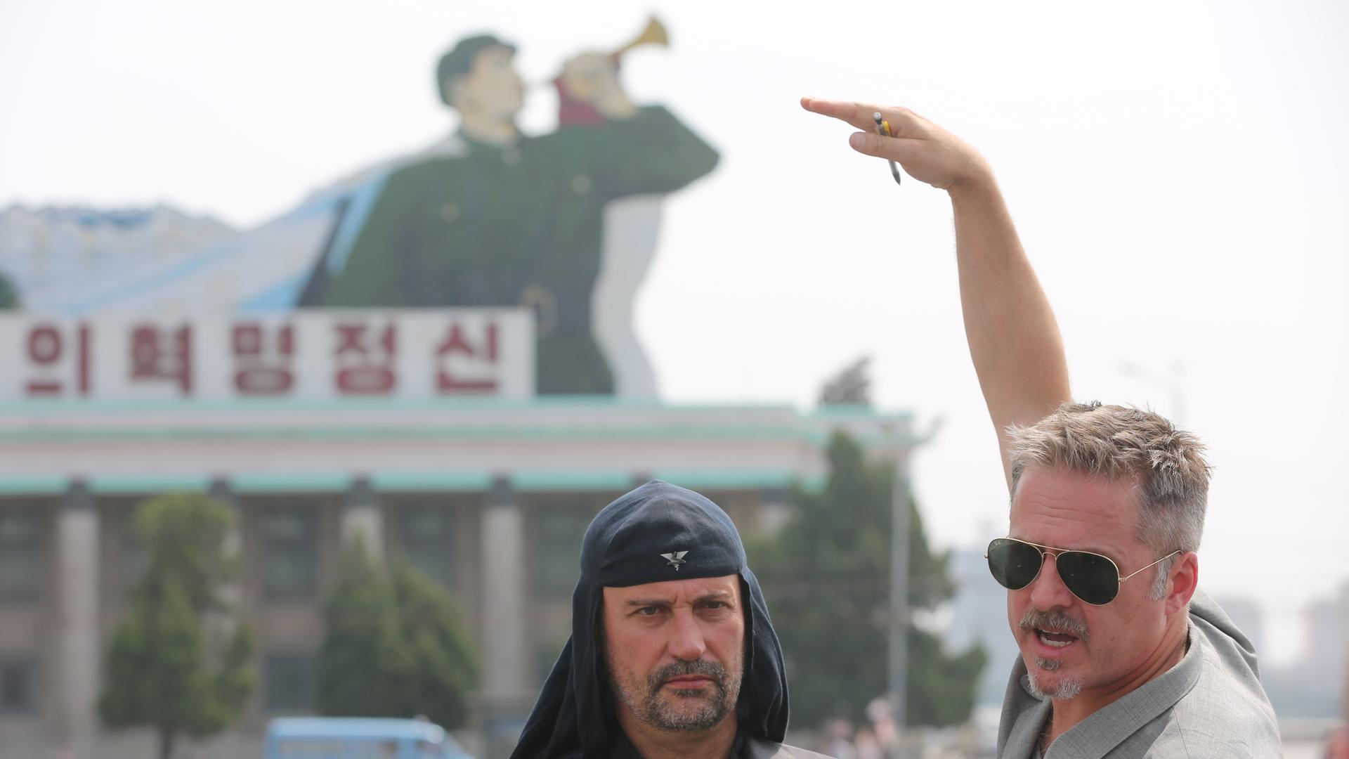 Director Morten Traavik (r) with the lead singer of Laibach, Milan Fras. Traavik brought the Slovenian band to Pyongyang in 2015 for a concert. And then he made a film about it.