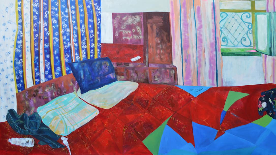 Rana Samara says she became interested in painting intimate scenes, post-sex, after visiting a friend in a Palestinian refugee camp where there's little privacy. "I started questioning like, how did people make sex? How did they sleep together?”