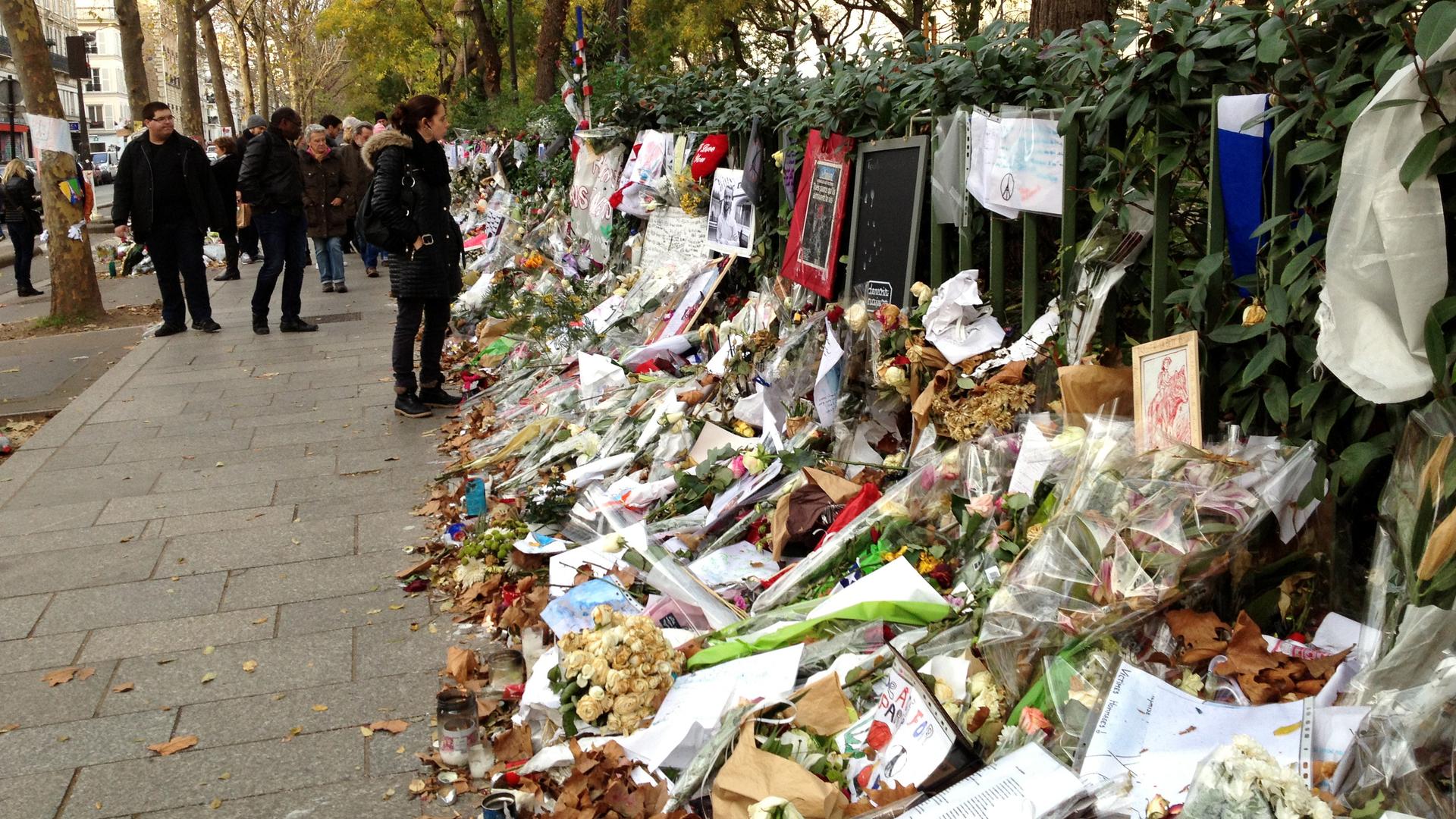 Parisians still flock to the Bataclan memorial site to remember those killed in the November 13 terror attacks.