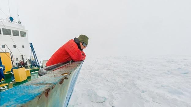 Chris Fogwill looks out on the frozen Antarctic. His expedition is retracing the steps of Douglas Mawson a century ago.