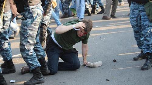Alexei Gaskarov took part in an anti-Putin protest on May 6, 2012. An amateur video showed a police officer kicking Gaskarov in the head. But Gaskarov was arrested and sentenced to 3-1/2 years in prison for "inciting mass disorder."