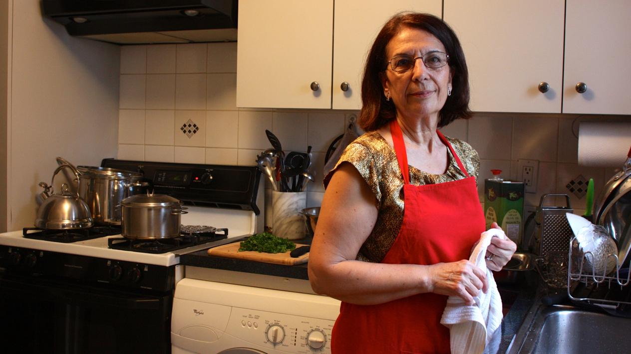 Despina Economou, the Greek cooking instructor for League of Kitchens' cooking school.