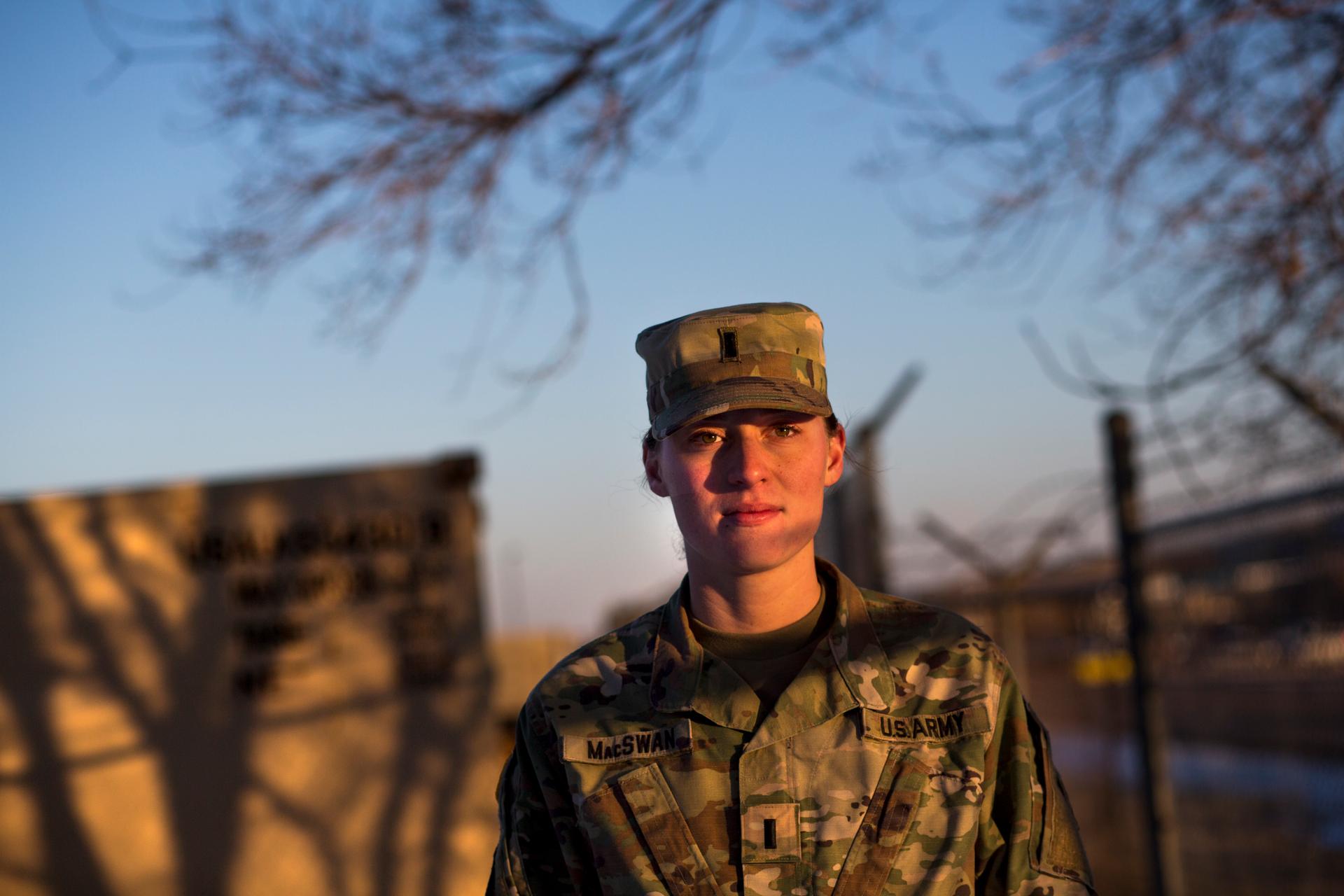 First Lieutenant Erica MacSwan is an intelligence officer with the US army. Here, she has days to go before she is deployed to Afghanistan for about a year.