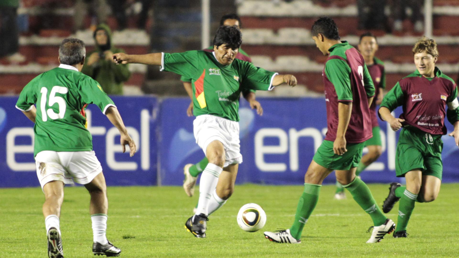 President Evo Morales of Bolivia playing in a friendly match in La Paz in 2011