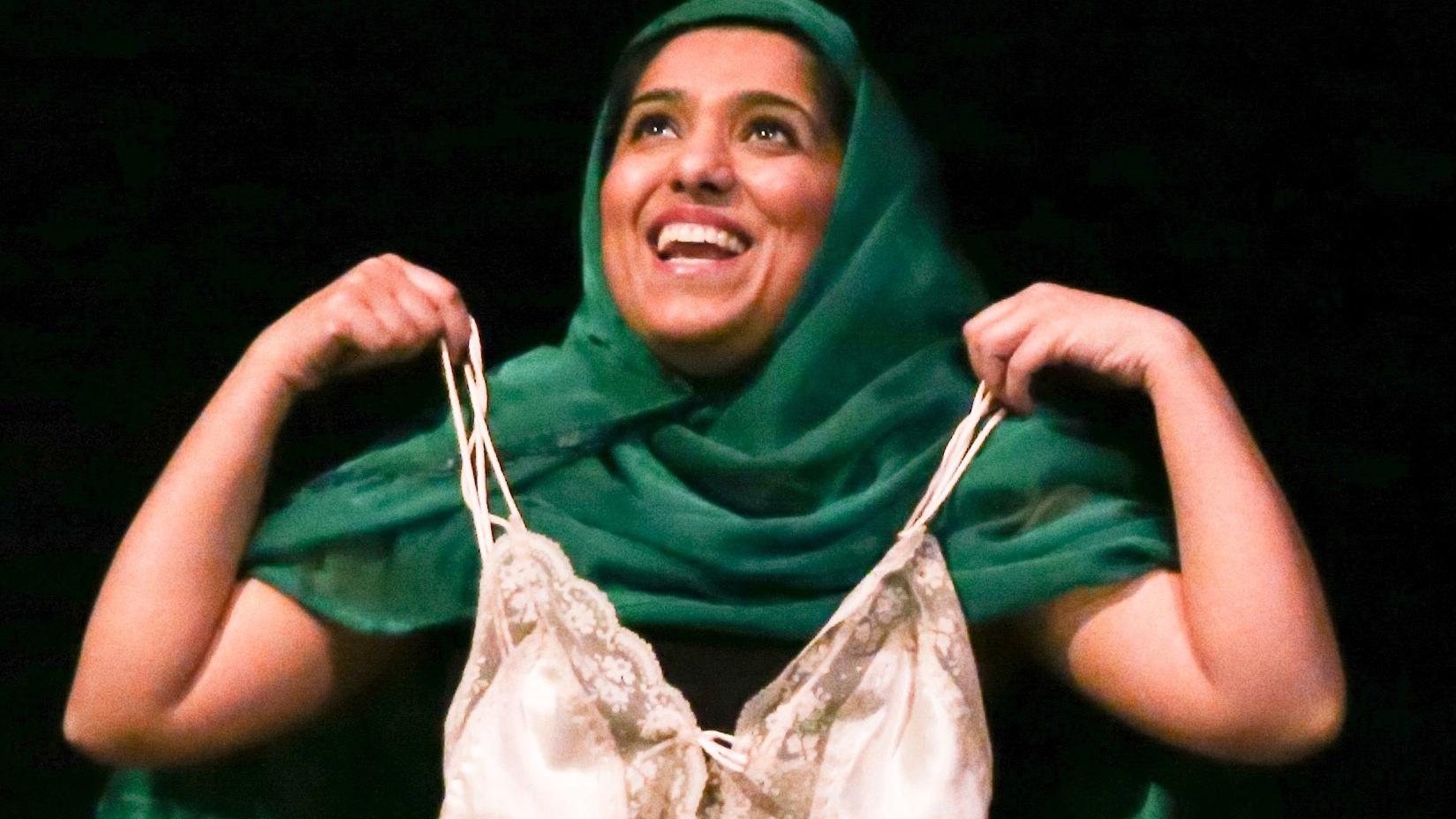 Playwright Aizzah Fatima plays a character she calls a "hijabi feminist." 