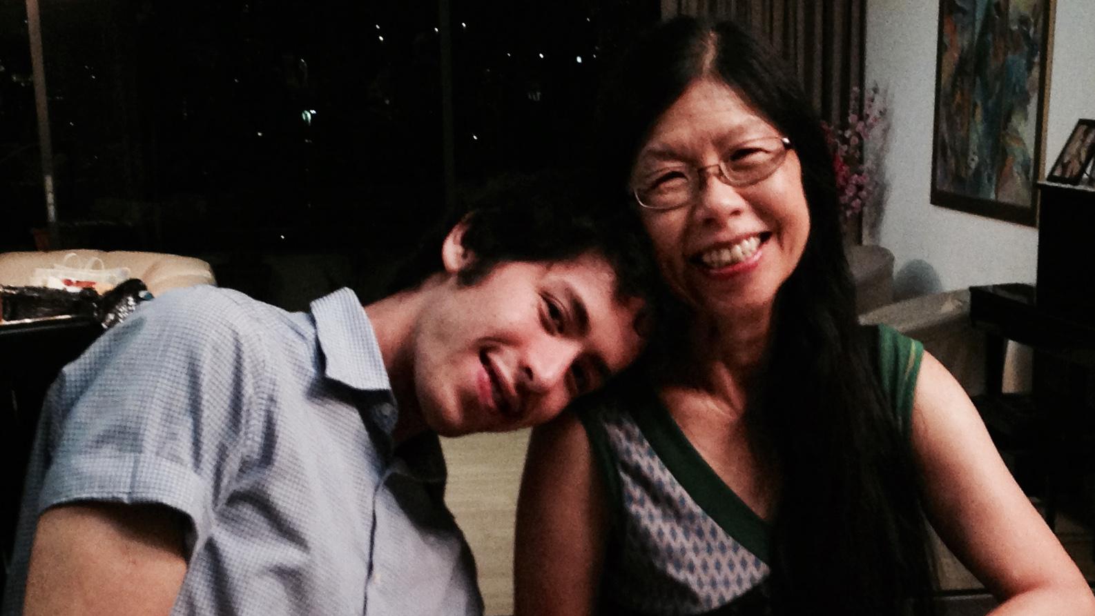 Daniel Gross, left, is pictured with his mother in Singapore.