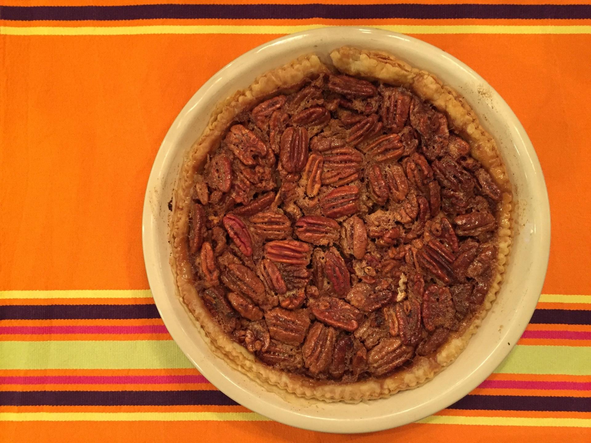 Steven made this pecan pie for Thanksgiving.