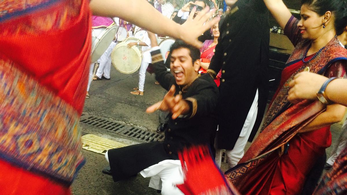 People celebrate during the Ganesh festival in Mumbai.