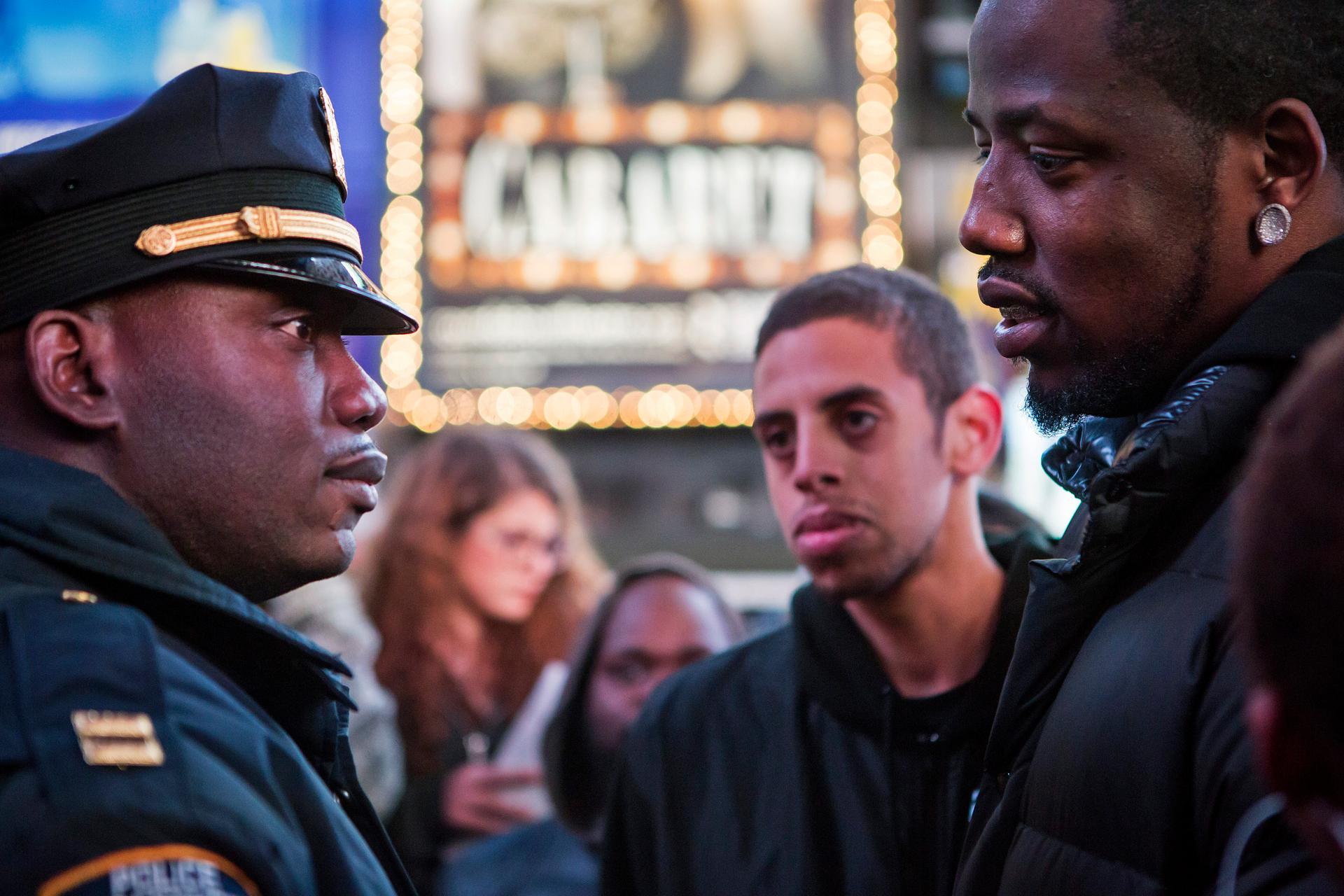 Protesters took to the streets of midtown Manhattan and other American cities after a New York City grand jury decided not to charge white police officer Daniel Pantaleo whose chokehold contributed to the death of Eric Garner, an unarmed black man. The US