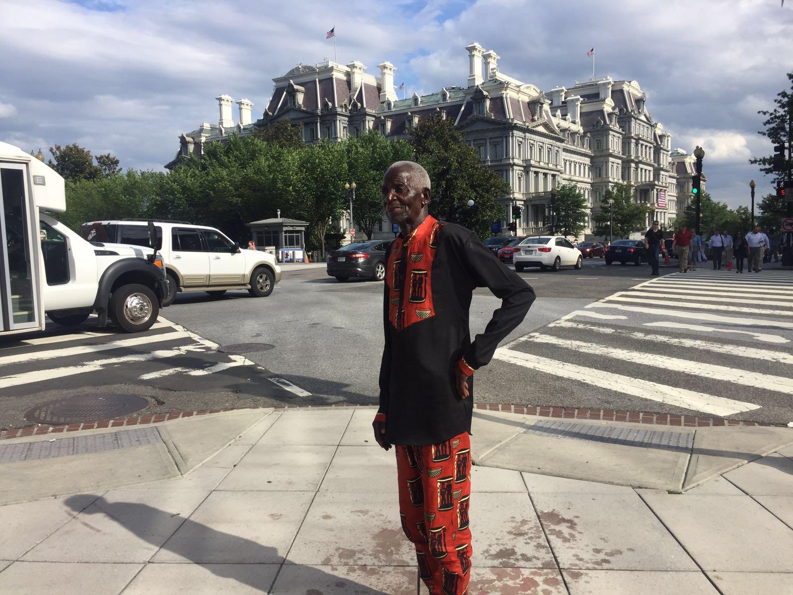 Giddes Chalamanda on a street corner in Washington DC